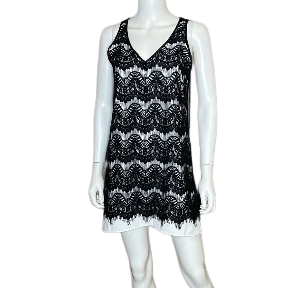 Fifteen Twenty White with Black Overlay Tank Mini Dress Women’s Sz XS